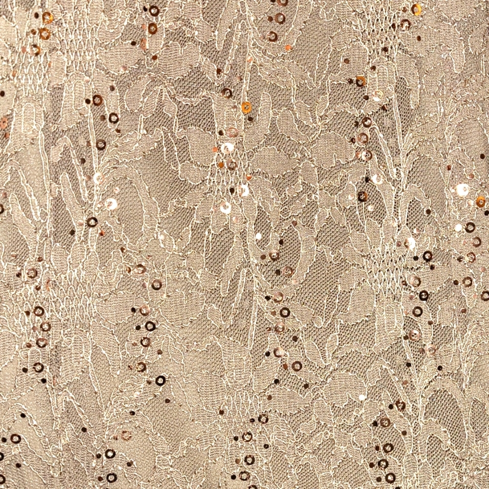 Formal Mermaid Floor-length Mocha Sequin Lace Gown - Picture 3 of 7